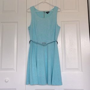 George pale teal A line flare dress